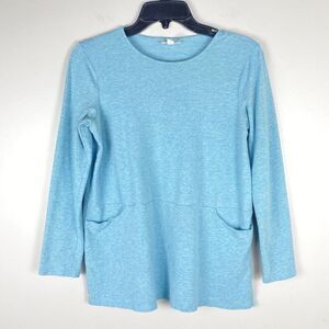 2/$30 Pure Jill  Pullover Sweat Top Sz XS Blue Pockets Cotton Yoga Gym Running